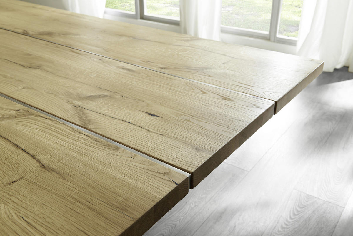 ESSTISCH in Holz, Metall 200/110/75 cm  - Eichefarben/Alufarben, Design, Holz/Metall (200/110/75cm) - Venjakob
