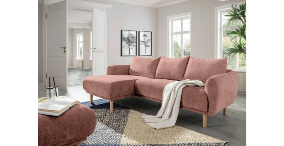 ECKSOFA Altrosa Flachgewebe  - Buchefarben/Altrosa, KONVENTIONELL, Holz/Textil (144/230cm) - Carryhome