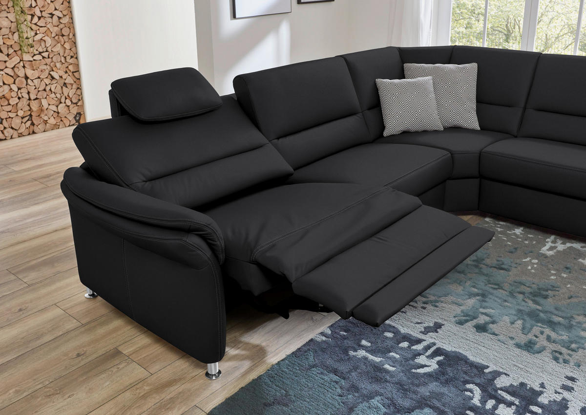 ECKSOFA in Echtleder Anthrazit  - Anthrazit/Beige, Design, Leder/Metall (288/249cm) - Beldomo Premium