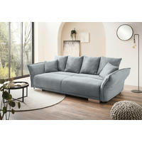 BIGSOFA in Cord Hellblau  - Chromfarben/Hellblau, Modern, Kunststoff/Textil (242/71/90/131cm) - Livetastic