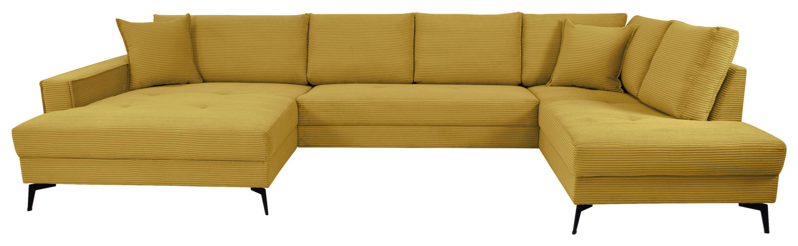 WOHNLANDSCHAFT ZERO Senfgelb Cord  - Senfgelb/Schwarz, Trend, Textil/Metall (173/362/195cm) - Livetastic