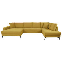 WOHNLANDSCHAFT ZERO Senfgelb Cord  - Senfgelb/Schwarz, Trend, Textil/Metall (173/362/195cm) - Livetastic