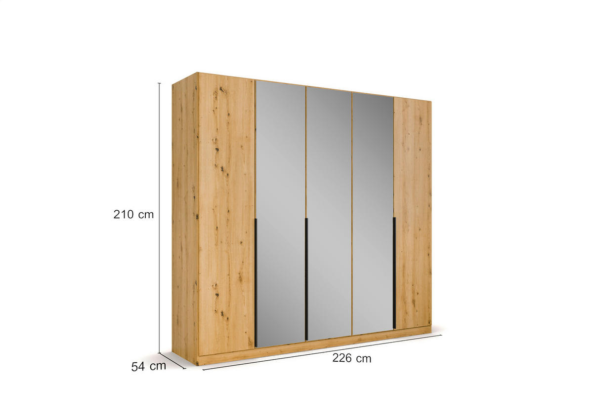 DREHTÜRENSCHRANK 226/210/54 cm 5-türig Eiche Artisan  - Eiche Artisan, MODERN, Holzwerkstoff/Metall (226/210/54cm) - Rauch Möbel