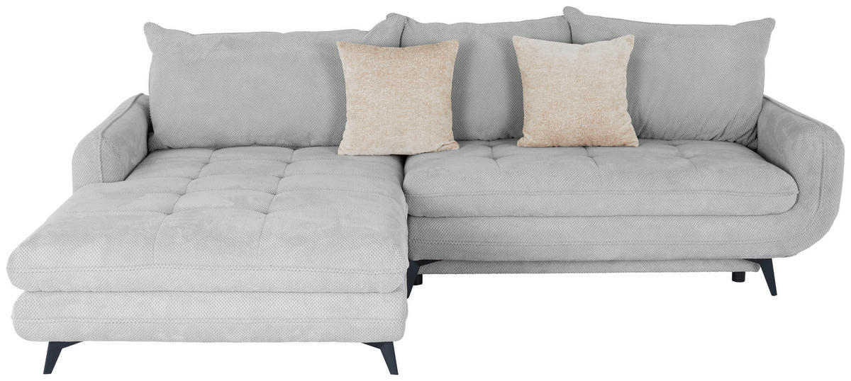 ECKSOFA WAVE Silberfarben Struktur  - Beige/Silberfarben, MODERN, Textil/Metall (189/266cm) - MID.YOU