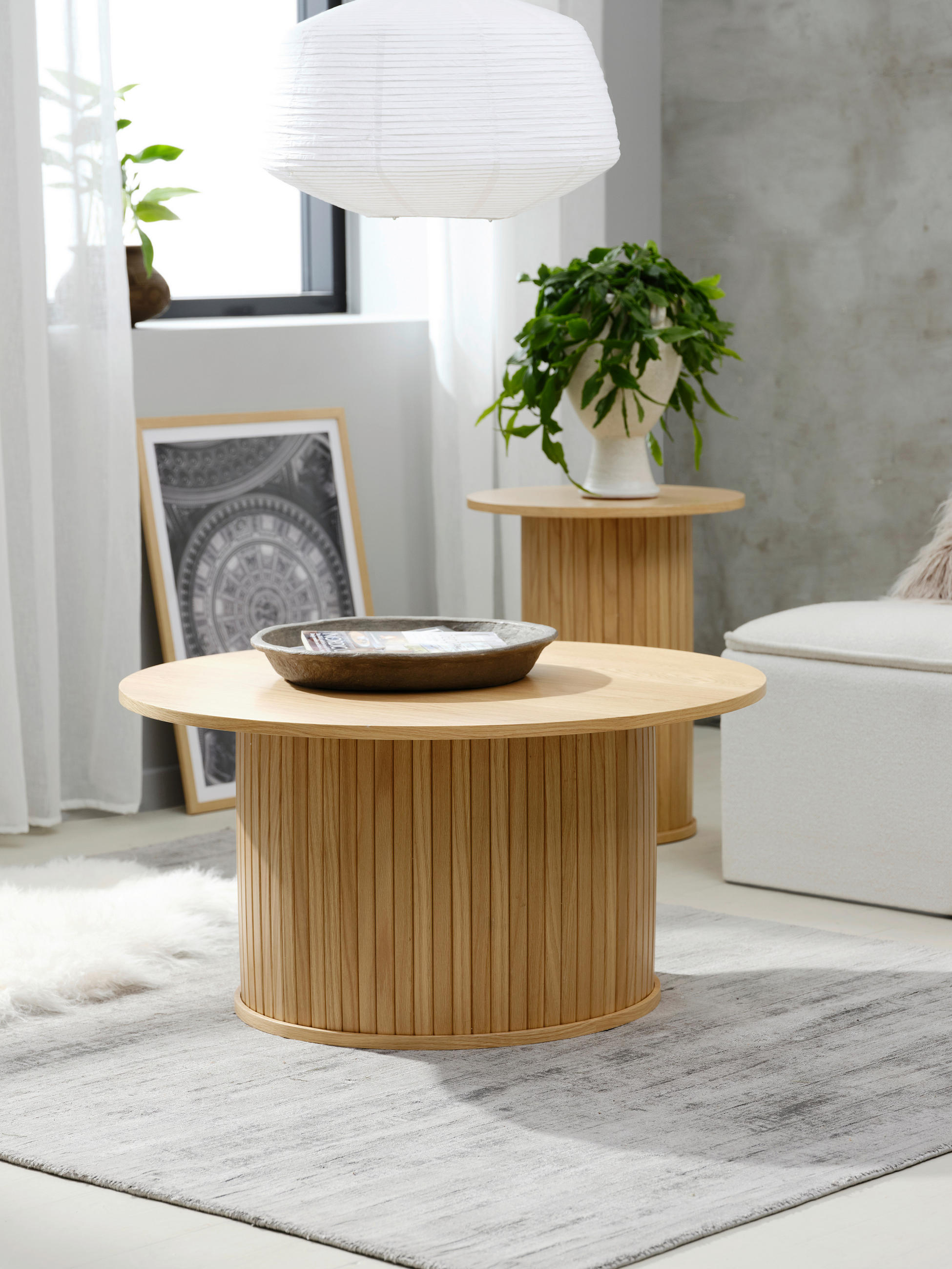 COUCHTISCH furniert 90/90/45 cm rund Eichefarben  - Eichefarben, Trend, Holzwerkstoff (90/90/45cm) - home24