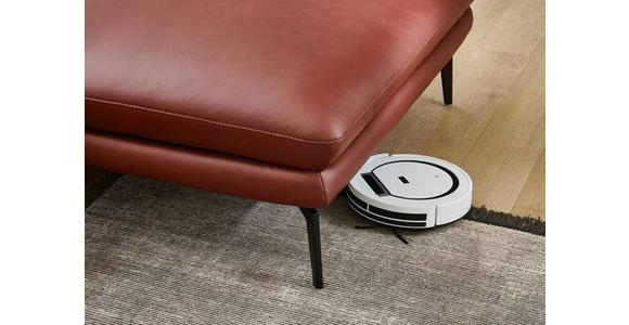 ECKSOFA in Echtleder Dunkelrot - Schwarz/Dunkelrot, Design, Leder/Metall (310/180cm) - Dieter Knoll