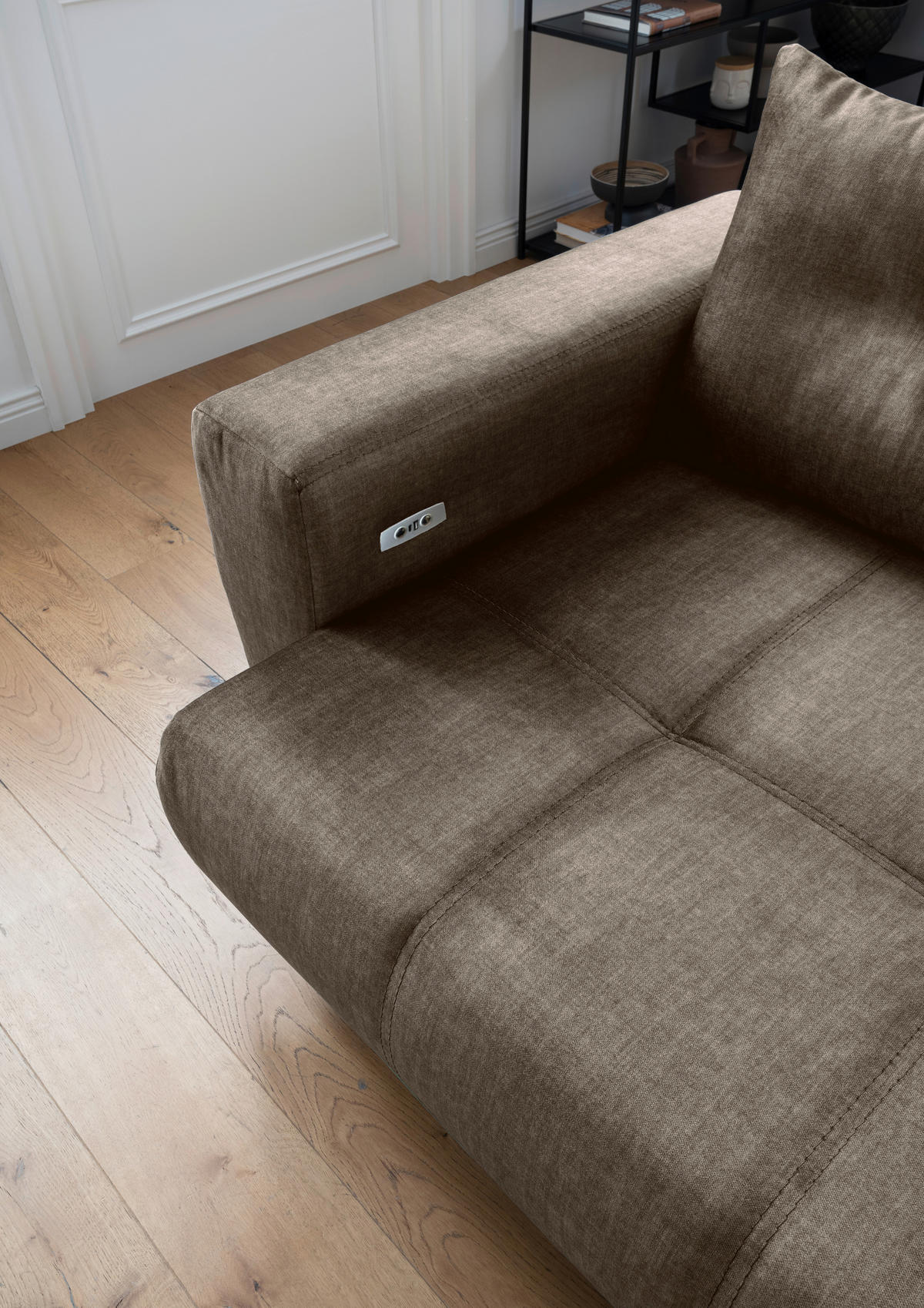 ECKSOFA in Velours Braun  246/177 cm  - Schwarz/Braun, MODERN, Textil/Metall (246/177cm) - MID.YOU
