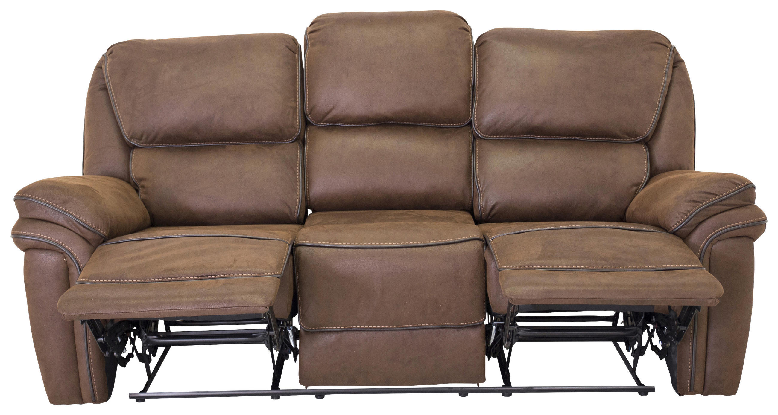 3-SITS SOFFA i läderimitation (vegan) brun, svart  - brun/svart, Design, textil/plast (206/96/98cm) - Livetastic