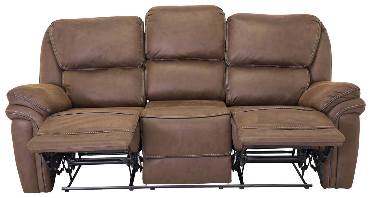 3-SITS SOFFA i läderimitation (vegan) brun, svart  - brun/svart, Design, textil/plast (206/96/98cm) - Livetastic
