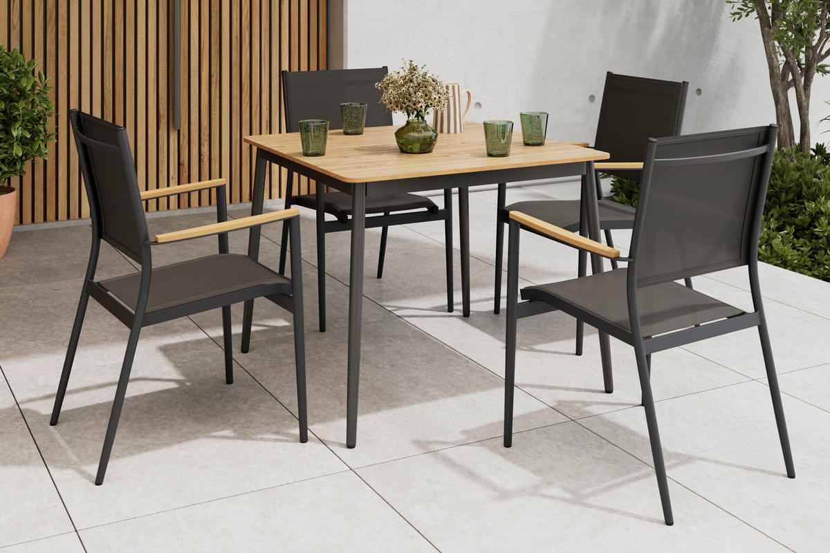 STAPELSESSEL in Metall, Kunststoff, Textil Anthrazit, Naturfarben, Dunkelgrau  - Dunkelgrau/Anthrazit, MODERN, Kunststoff/Textil (57/89/58cm) - Ambia Garden