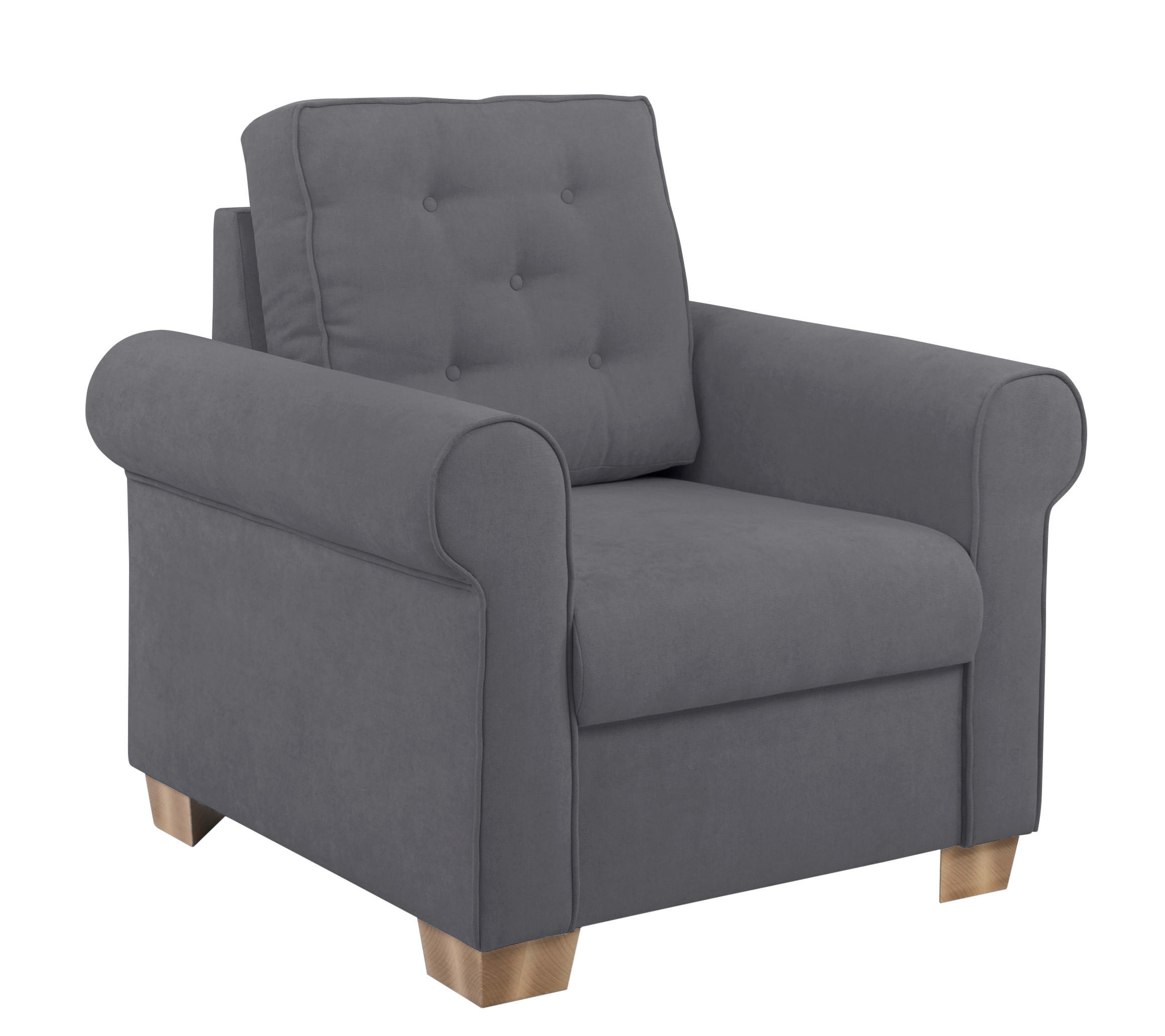 SESSEL in Dunkelgrau  - Dunkelgrau/Buchefarben, Design, Holz/Textil (93/89/82cm) - MID.YOU