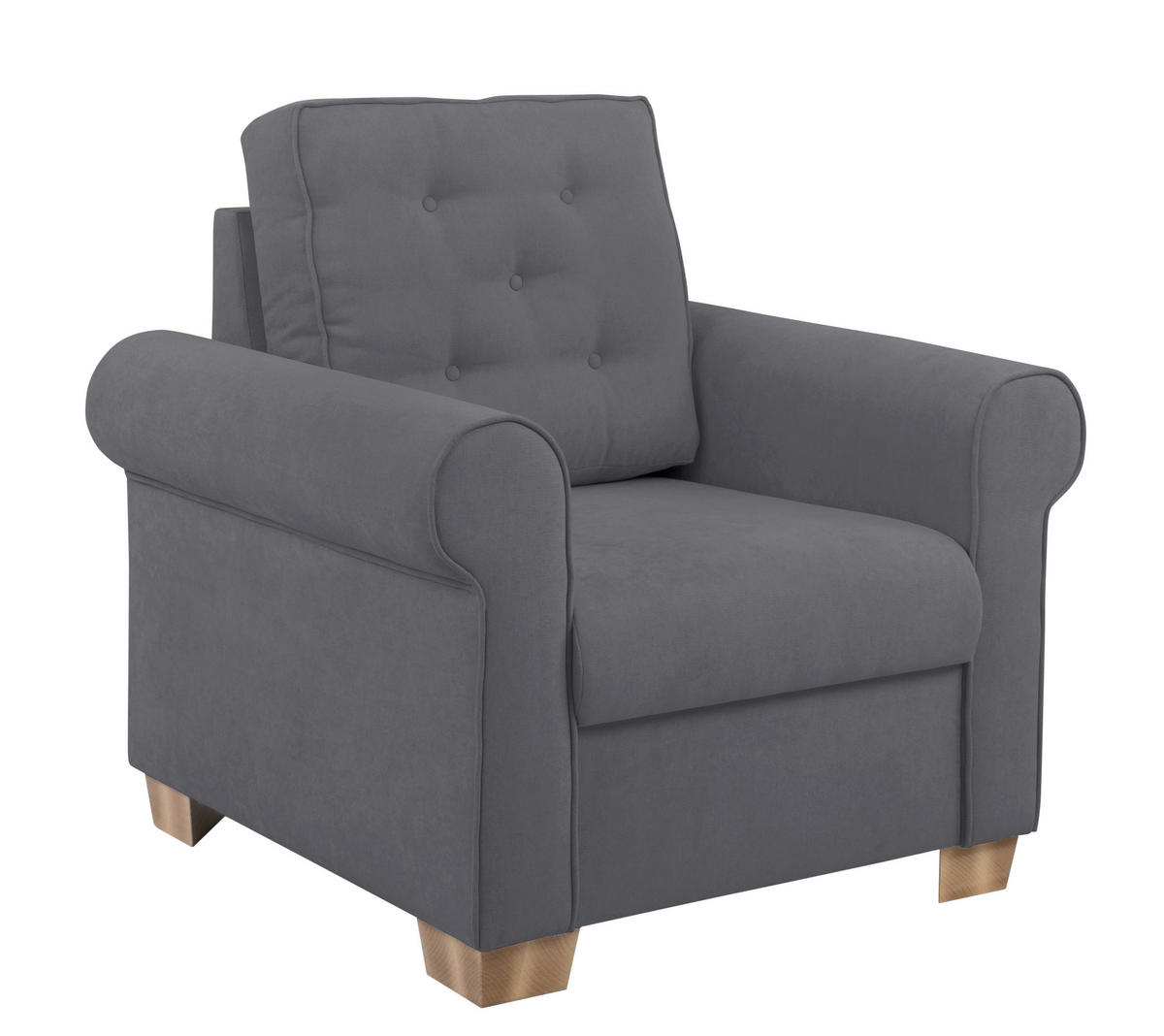 SESSEL in Dunkelgrau  - Dunkelgrau/Buchefarben, Design, Holz/Textil (93/89/82cm) - MID.YOU