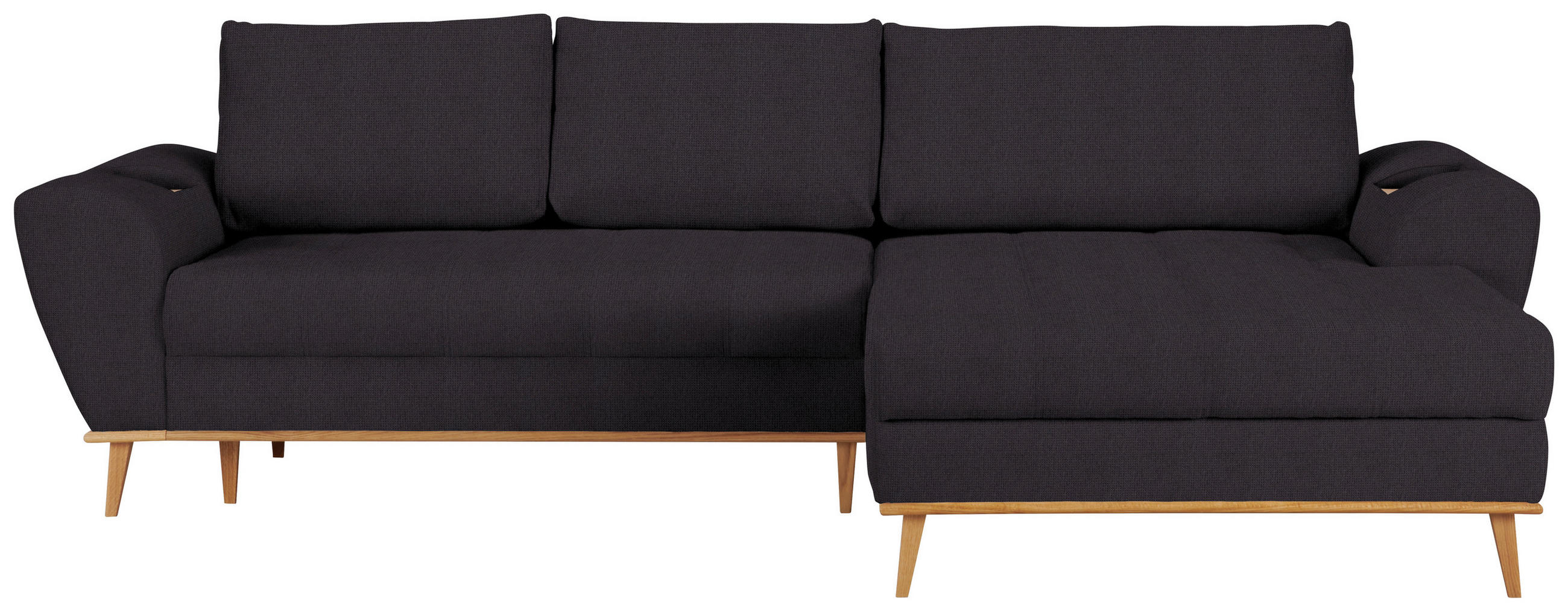 ECKSOFA in Webstoff Schwarz  - Eichefarben/Schwarz, Design, Holz/Textil (282/175cm) - Carryhome