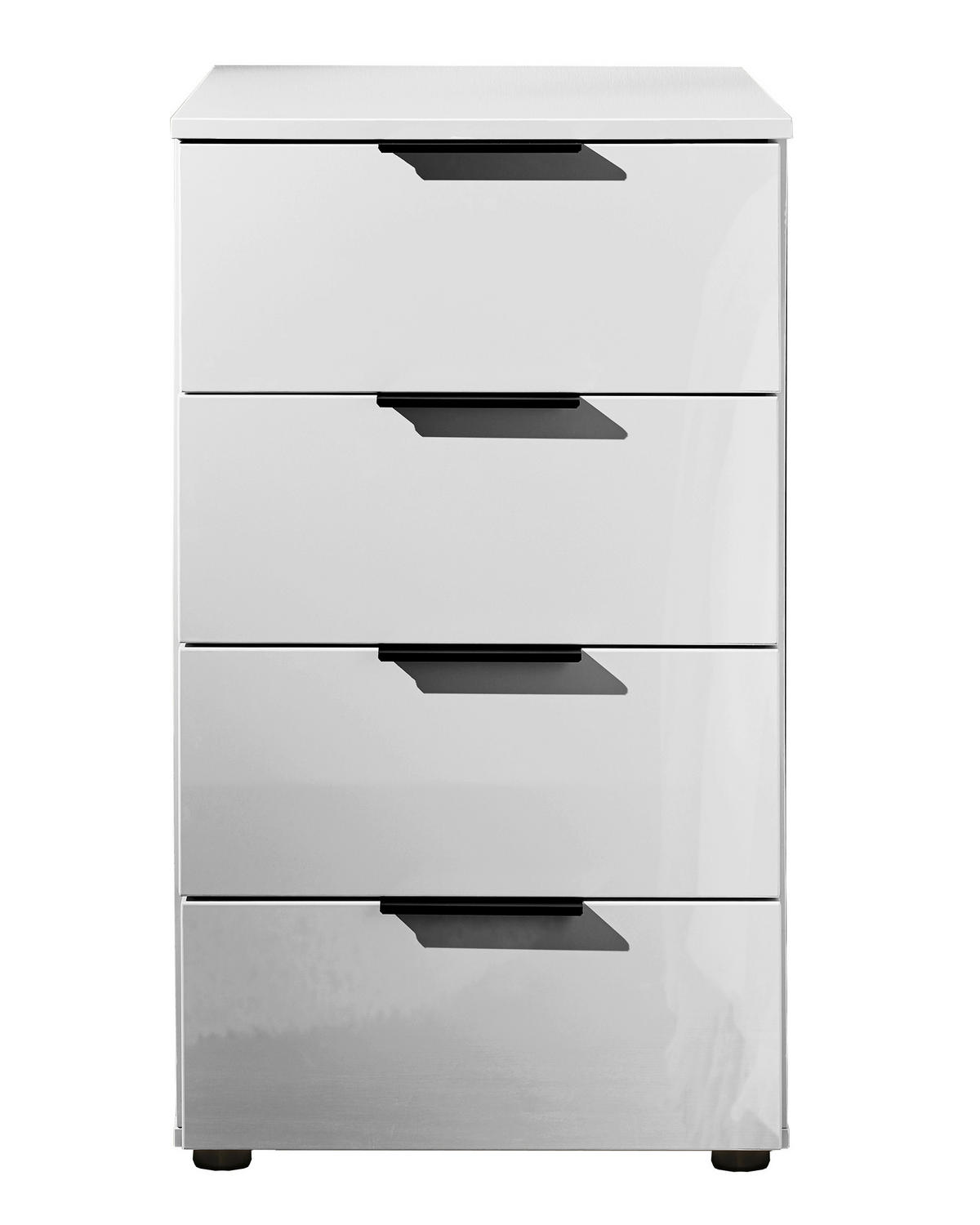 NOĆNI ORMARIĆ bijela visoki sjaj   - bijela visoki sjaj/crna, Moderno, drvni materijal/metal (46/80/42cm) - Hom`in