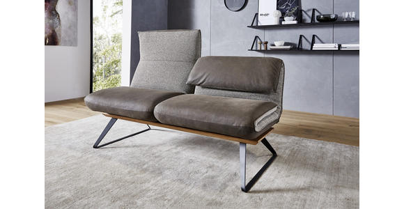 SITZBANK in Holz, Textil, Leder Anthrazit, Braun, Beige - Anthrazit/Beige, Design, Leder/Holz (164/83-113/74-106cm) - Ambiente
