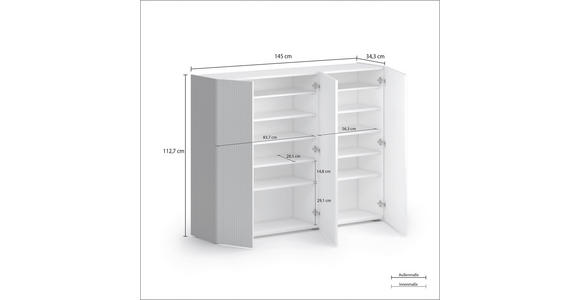 SCHUHSCHRANK in 145/113/34 cm - Schwarz/Weiß, Design, Glas/Holzwerkstoff (145/113/34cm) - Voleo