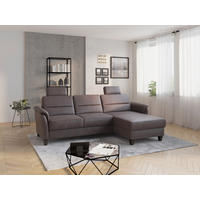 ECKSOFA in Mikrofaser Braun  244/163 cm  - Wengefarben/Braun, KONVENTIONELL, Holz/Textil (244/163cm) - Sit & More