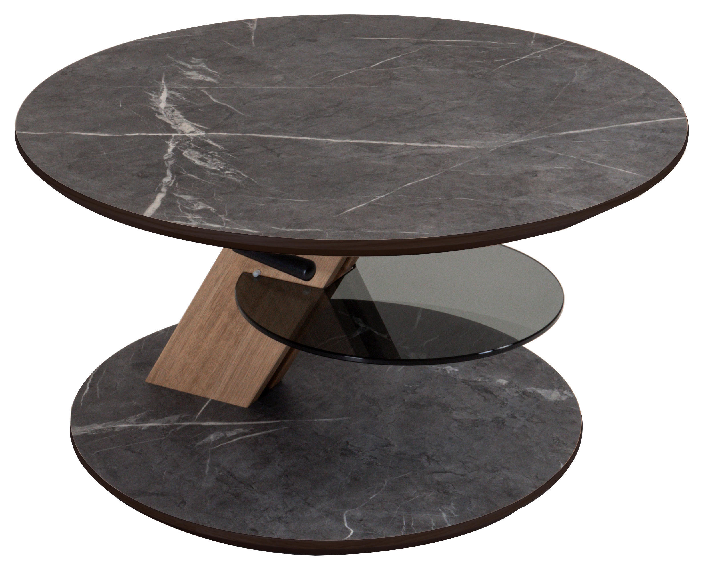 COUCHTISCH teilmassiv 80/80/47-64 cm rund Anthrazit, Wildeiche  - Wildeiche/Anthrazit, Natur, Holzwerkstoff (80/80/47-64cm) - Novel