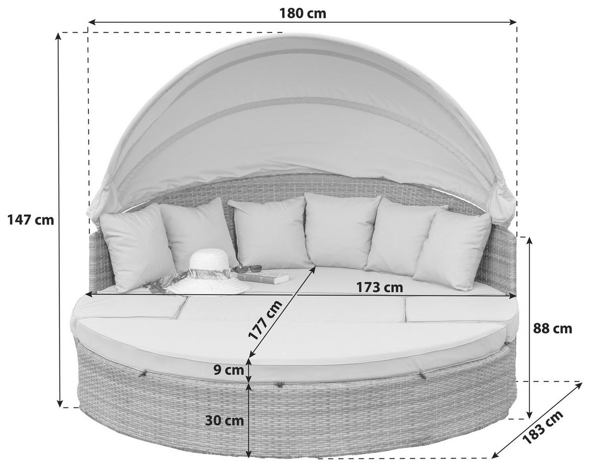 GARTENMUSCHEL 180/88/183 cm  - Beige/Naturfarben, KONVENTIONELL, Kunststoff/Textil (180/88/183cm) - Gardenson