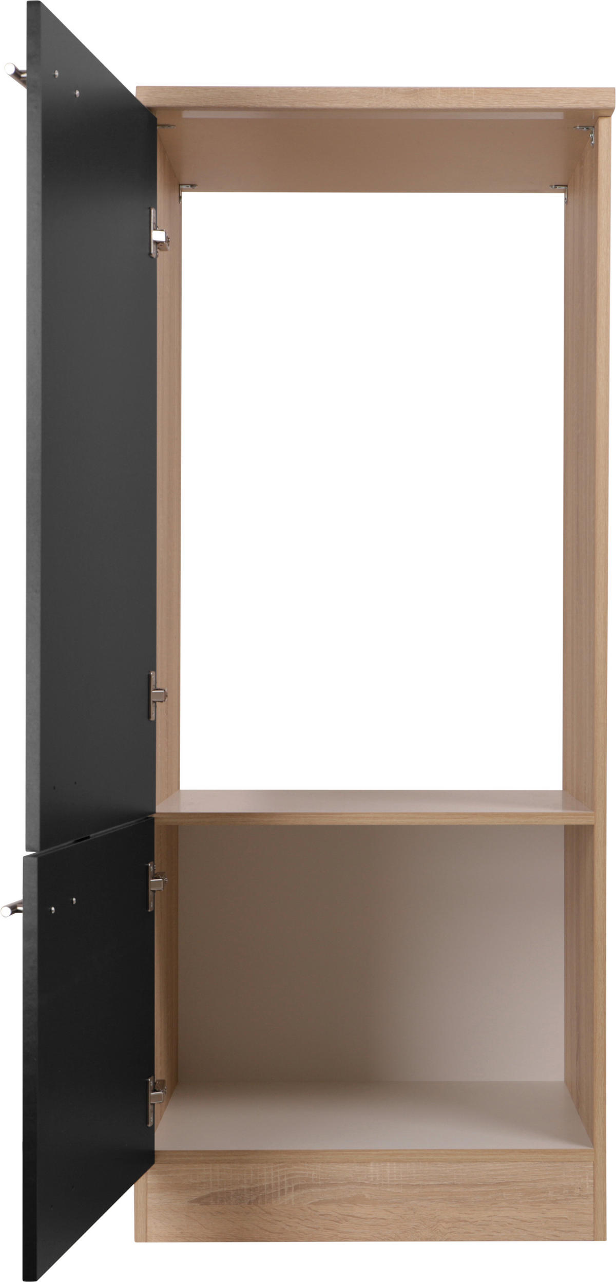 GERÄTEUMBAUSCHRANK 60/144,8/60 cm  in Schwarz, Eichefarben  - Eichefarben/Silberfarben, Basics, Holzwerkstoff/Metall (60/144,8/60cm) - Respekta
