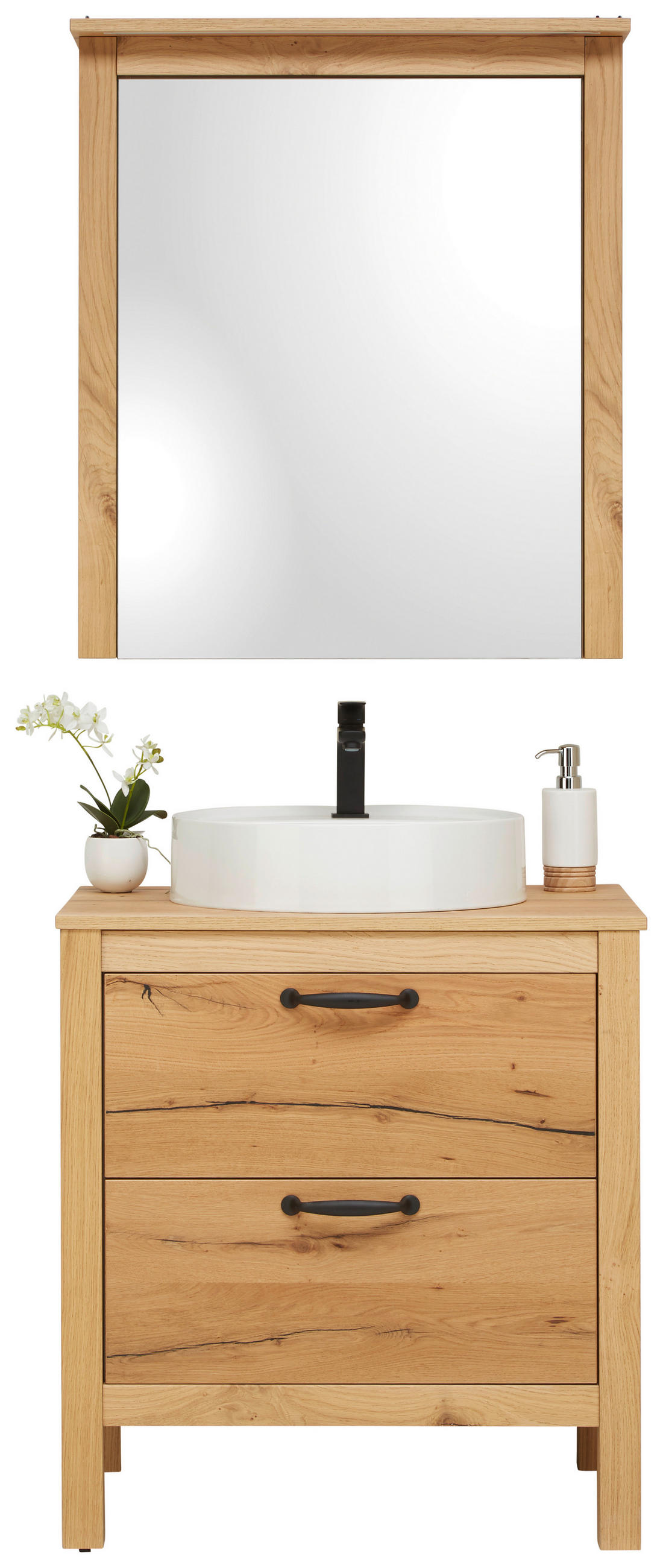 BADEZIMMER  in 70 cm  - Eichefarben/Weiß, MODERN, Glas/Holz (70cm) - Landscape