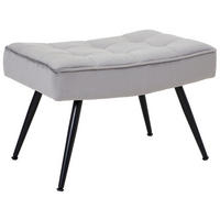 HOCKER Samt Grau, Schwarz  - Schwarz/Grau, Trend, Textil/Metall (60/40/40cm) - Xora