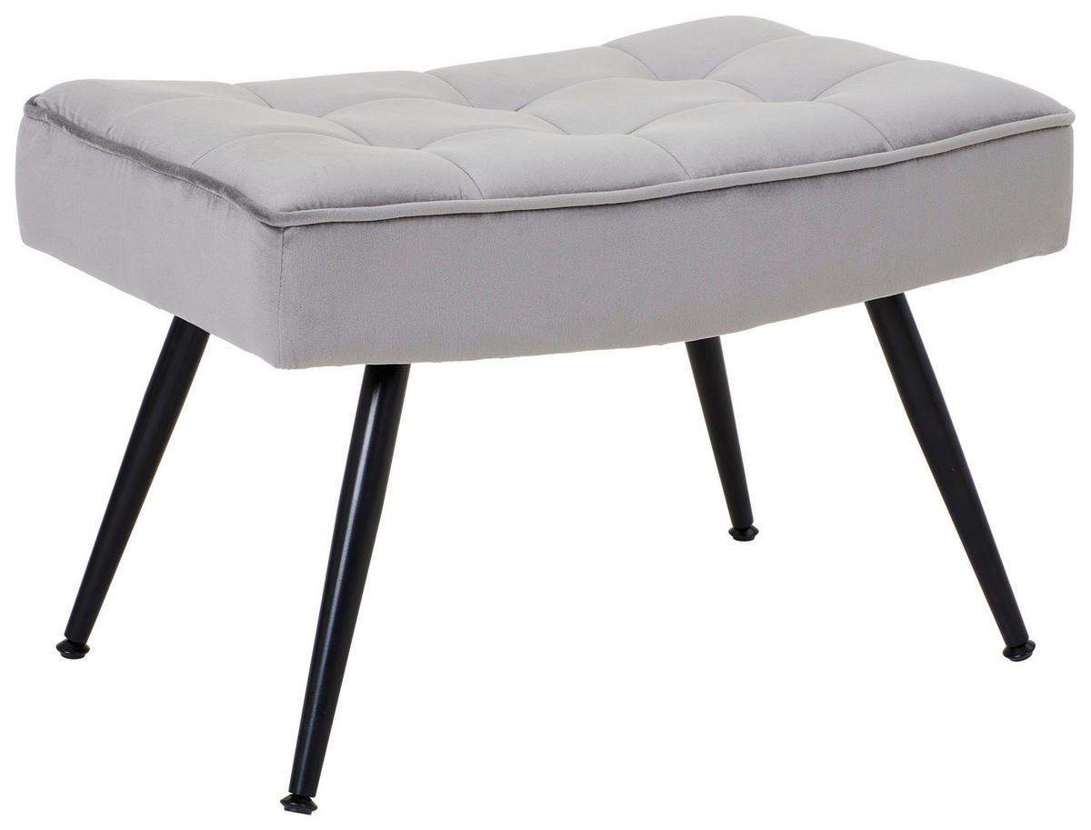 HOCKER Samt Grau, Schwarz  - Schwarz/Grau, Trend, Textil/Metall (60/40/40cm) - Xora