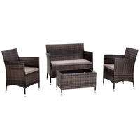 LOUNGEGARNITUR 4-teilig   Stahl  - Dunkelbraun/Creme, MODERN, Glas/Kunststoff - Ondega