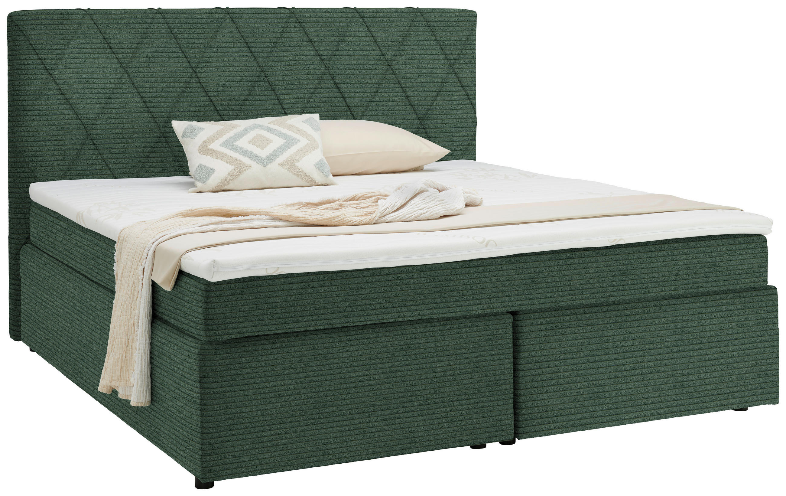 BOXSPRINGBETT 180/200 cm  in Grün  - Schwarz/Grün, Design, Kunststoff/Textil (180/200cm) - Xora