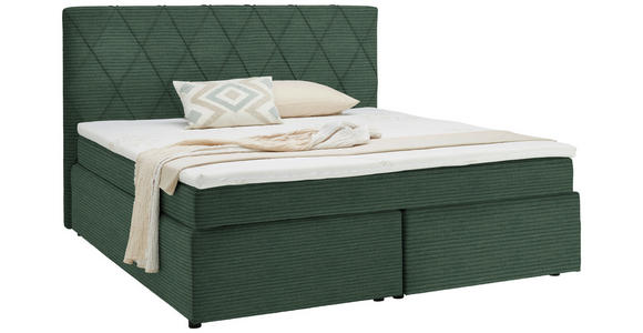 BOXSPRINGBETT 180/200 cm in Grün - Schwarz/Grün, Design, Kunststoff/Textil (180/200cm) - Xora