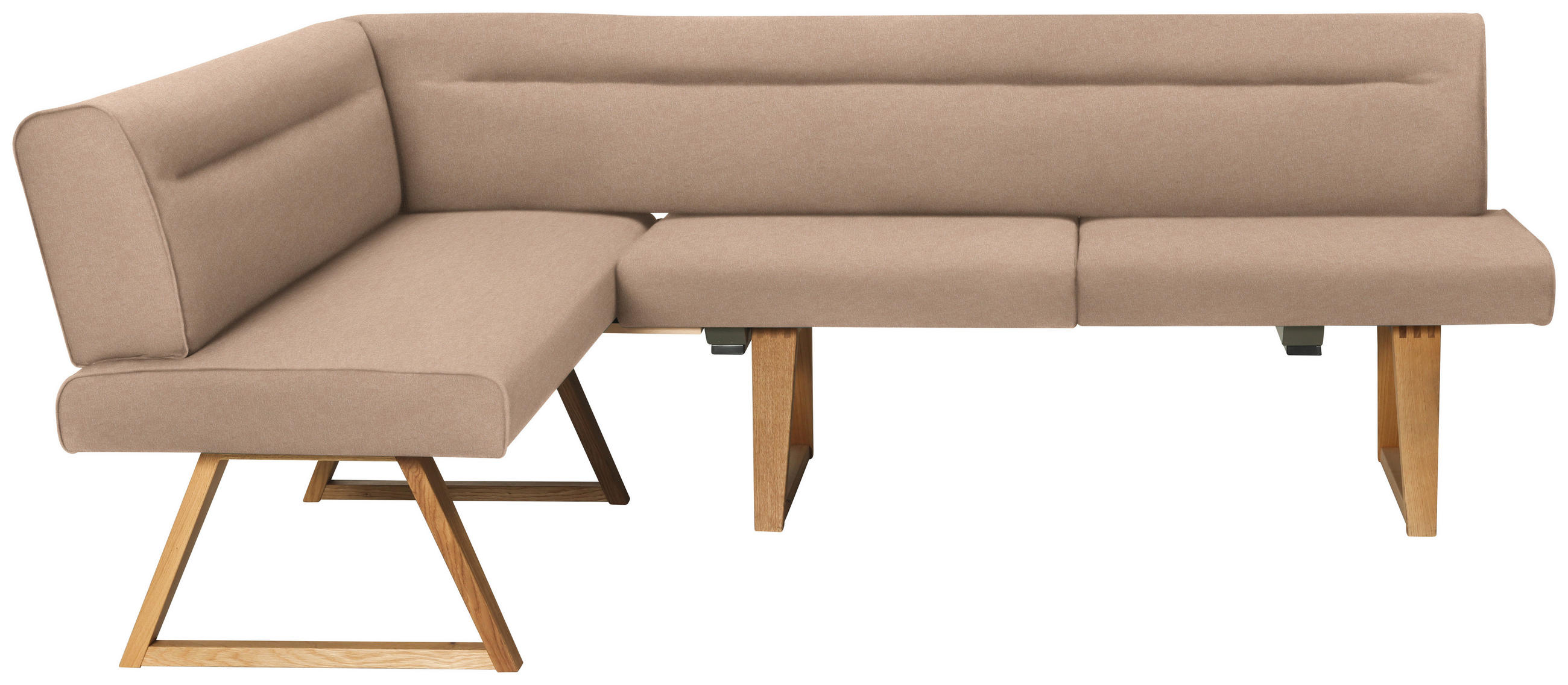 ECKBANK 170/230 cm Mikrofaser, Lederlook (vegan) Eichefarben, Beige Wildeiche massiv   - Eichefarben/Beige, KONVENTIONELL, Holz/Textil (170/230cm) - Moderano