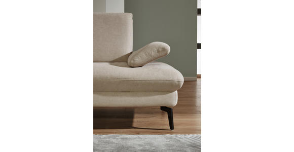 ECKSOFA in Chenille, Mikrofaser Ecru 299/157 cm - Ecru/Schwarz, Design, Textil/Metall (299/157cm) - Dieter Knoll