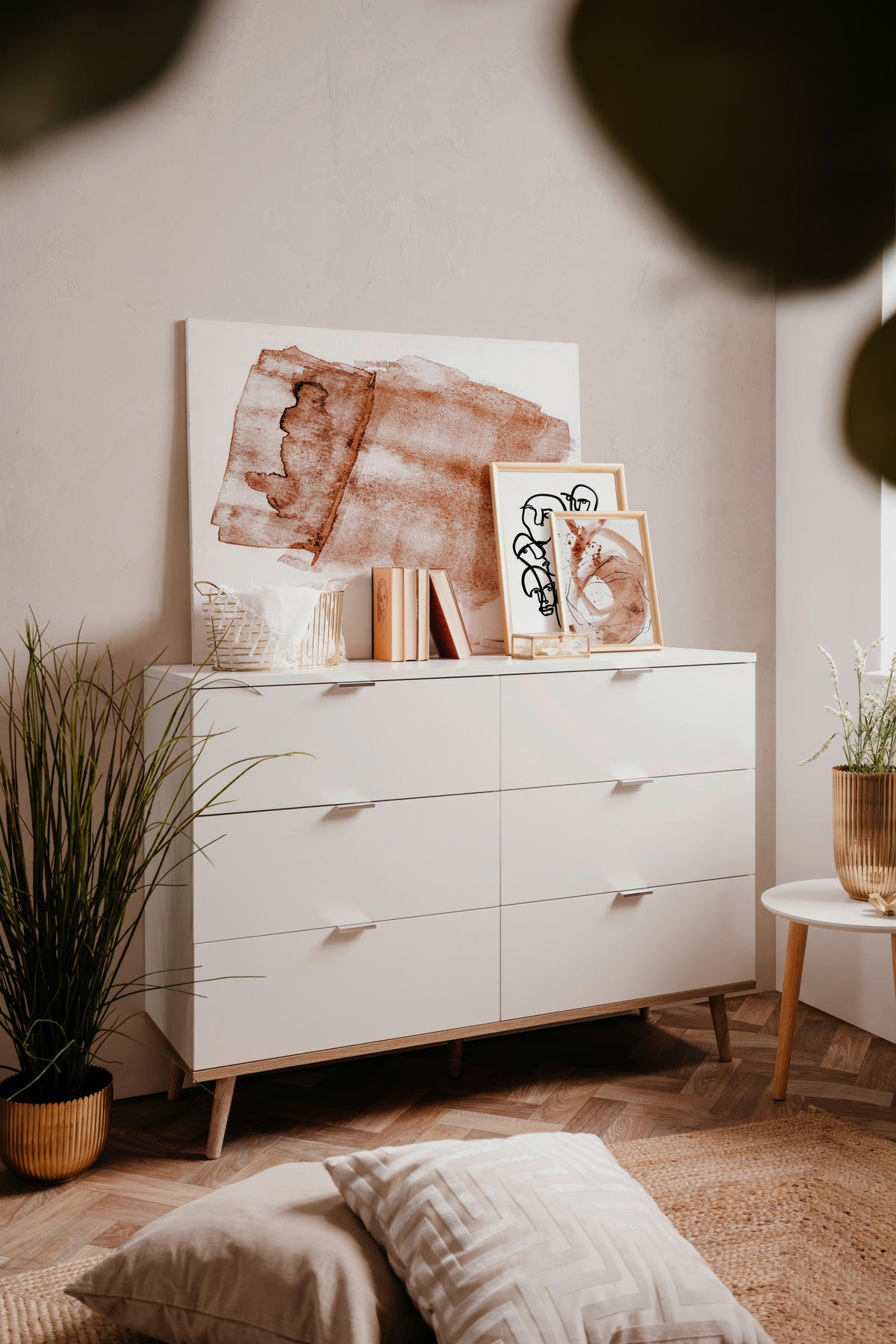 KOMMODE 120/87/40 cm Weiss, Sonoma Eiche  - Weiss/Silberfarben, Konventionell, Holz/Holzwerkstoff (120/87/40cm) - MID.YOU