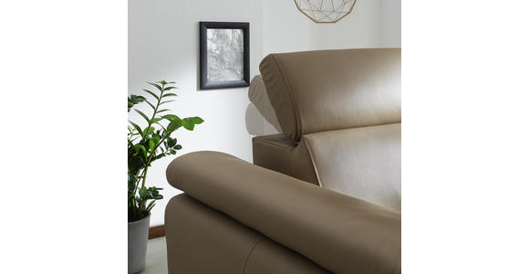 DREISITZER-SOFA Echtleder Hellbraun - Hellbraun/Chromfarben, Natur, Leder/Holz (217/100/105cm) - Valnatura