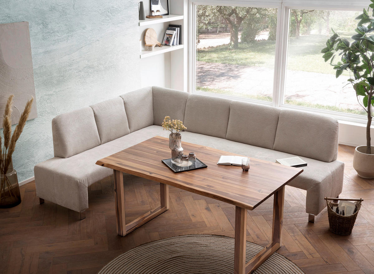 KLUPA KUTNA  bež  drvo, tekstil, drvni materijal      - srebrne boje/bež, Moderno, drvni materijal/drvo (263/198cm) - Livetastic