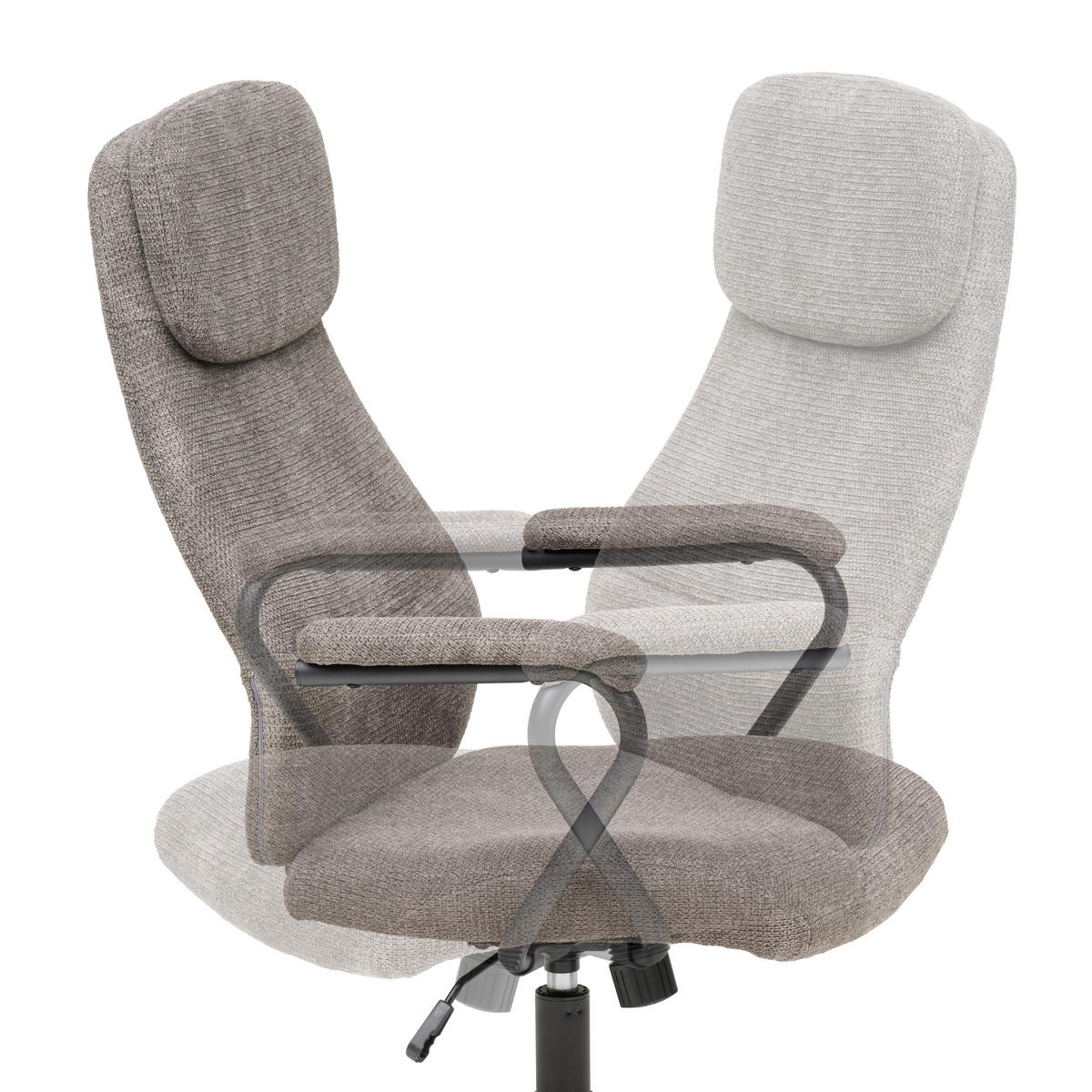 DREHSTUHL Webstoff Schwarz, Taupe  - Taupe/Schwarz, MODERN, Kunststoff/Textil (60/108-116/67cm) - MID.YOU