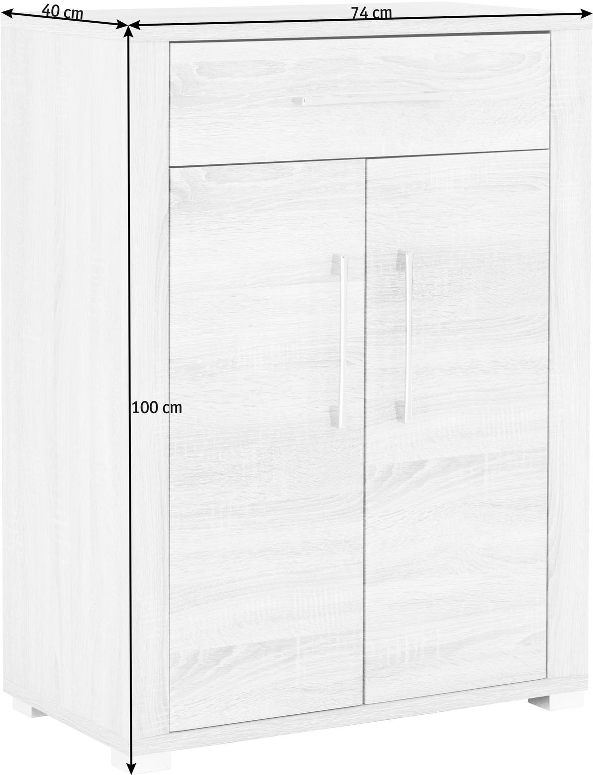 BOTNÍK, Sonoma dub, 74/100/40 cm - Sonoma dub/barvy chromu, Konvenční, kompozitní dřevo/plast (74/100/40cm) - Voleo