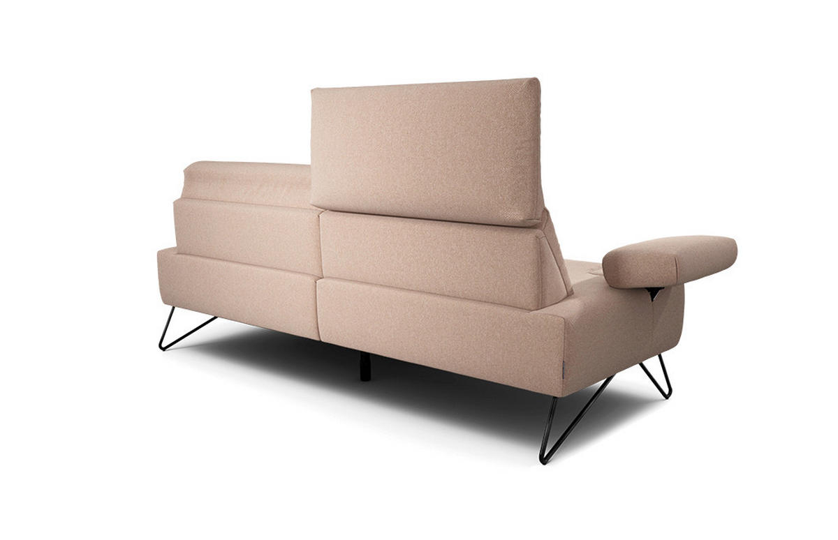 2,5-SITZER in Chenille Rosa  - Schwarz/Rosa, Design, Textil/Metall (204-234/85/86-94cm) - SENSOO