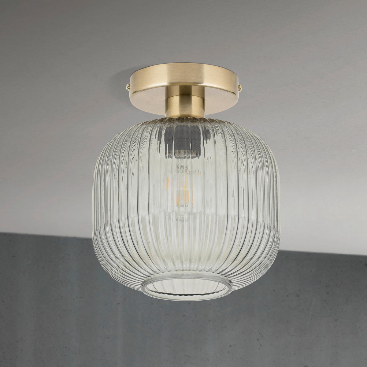 DECKENLEUCHTE Carneval 20/24 cm   - Hellgrau/Bronzefarben, LIFESTYLE, Glas/Metall (20/24cm)