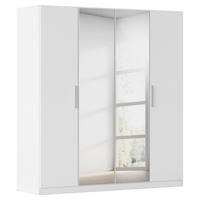 DREHTÜRENSCHRANK 181/197/54 cm,  in Weiß, 4-türig  - Alufarben/Weiß, KONVENTIONELL, Glas/Holzwerkstoff (181/197/54cm) - home24