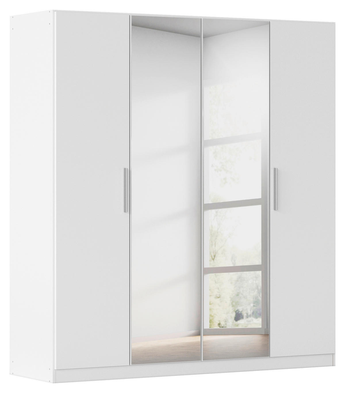 DREHTÜRENSCHRANK 181/197/54 cm,  in Weiß, 4-türig  - Alufarben/Weiß, KONVENTIONELL, Glas/Holzwerkstoff (181/197/54cm) - home24