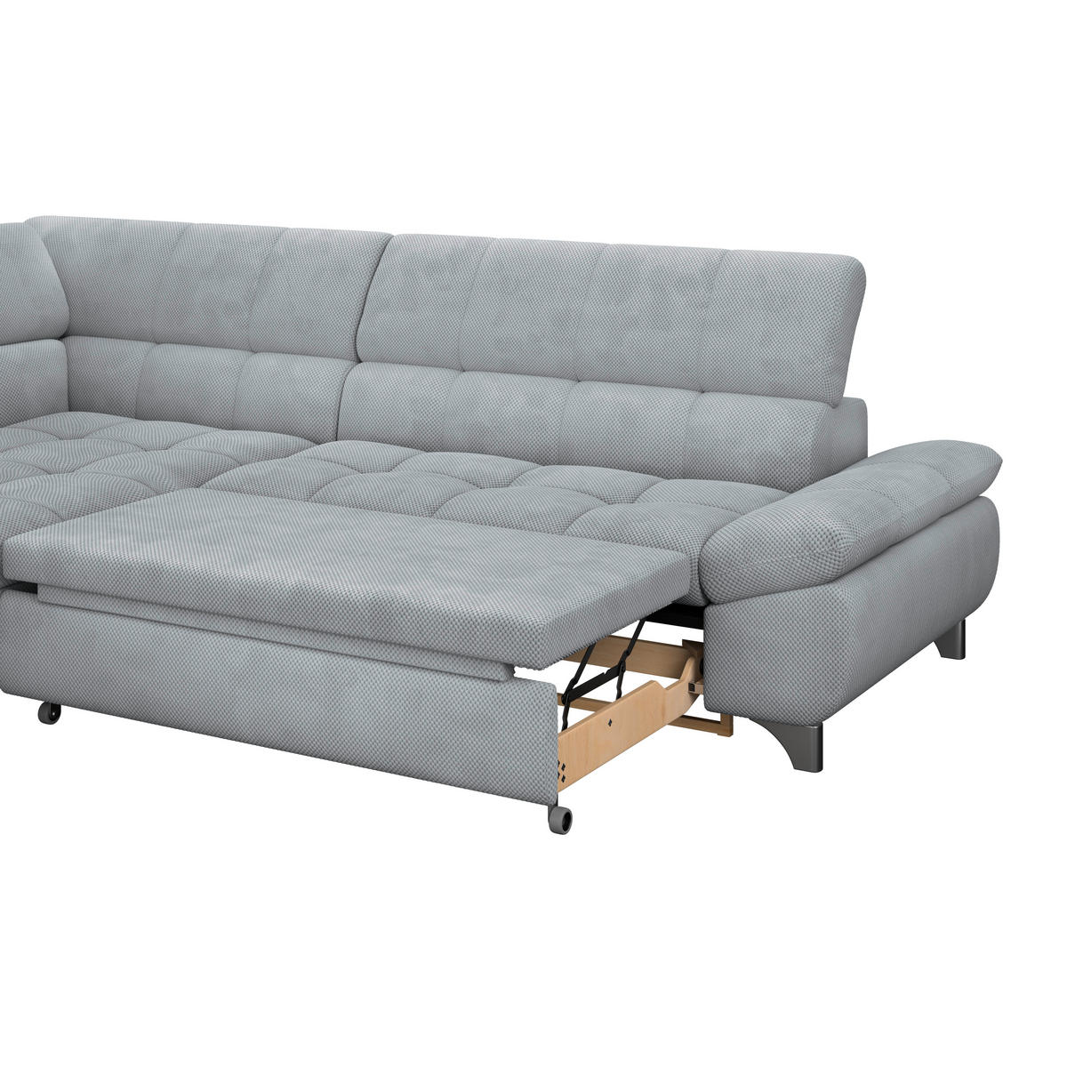 ECKSOFA Grau Chenille  - Chromfarben/Grau, KONVENTIONELL, Textil/Metall (234/312cm) - Livetastic