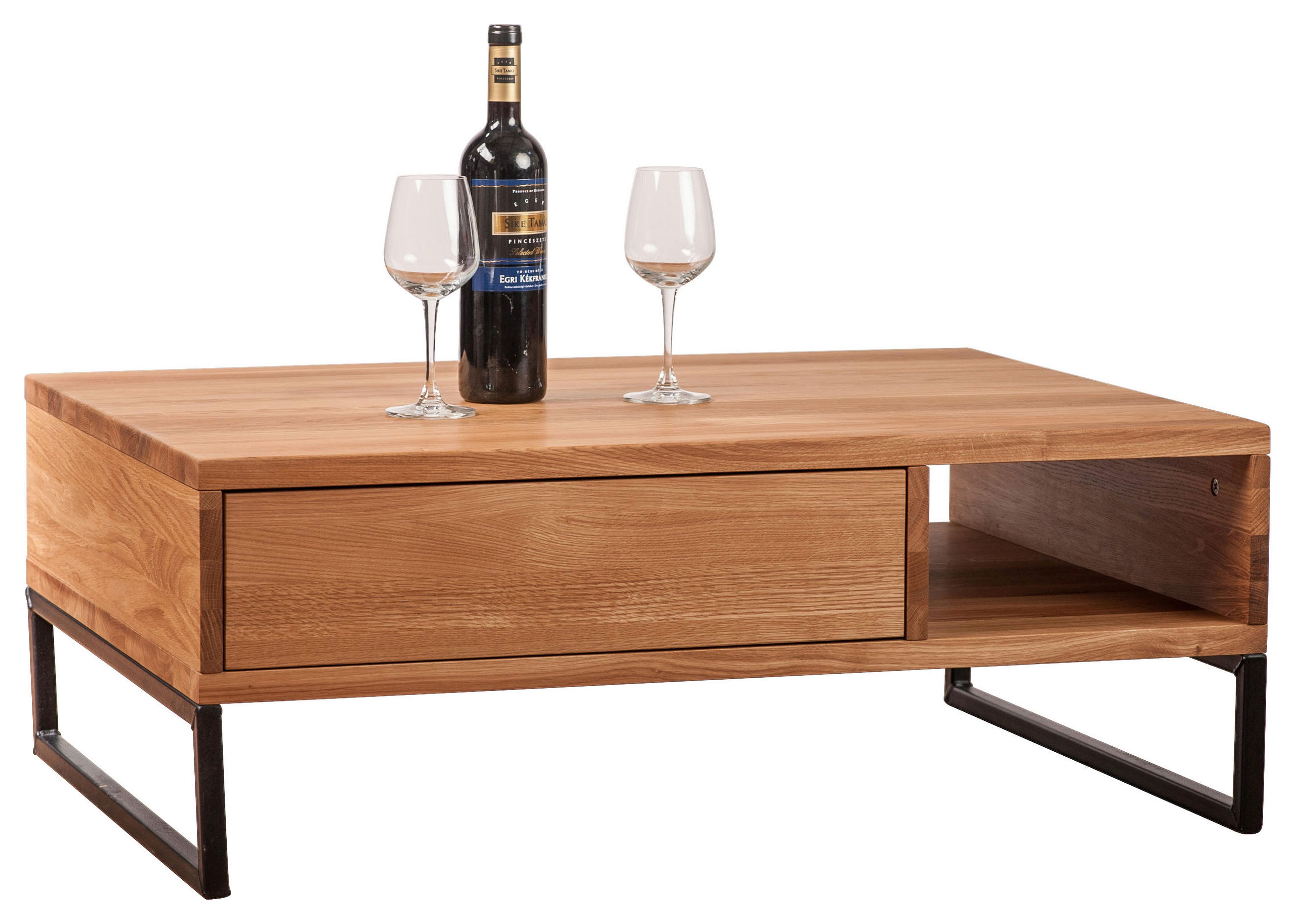 SOFFBORD i trä 90/65/34 cm - svart/ekfärgad, Natur, metall/trä (90/65/34cm) - Linea Natura