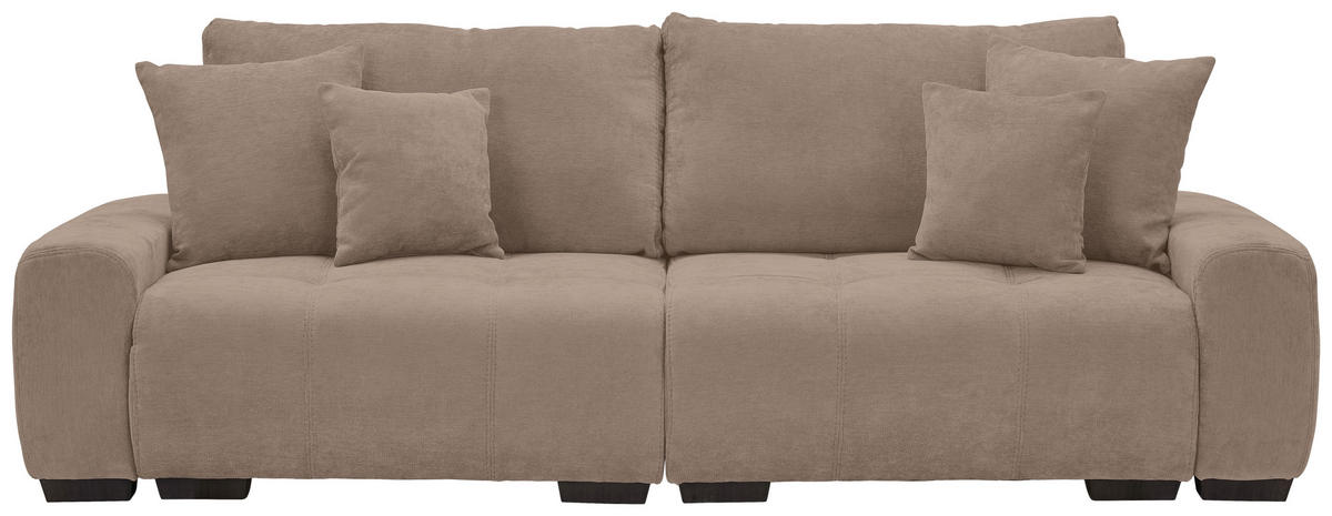 BIGSOFA in Chenille Taupe  - Taupe/Dunkelbraun, KONVENTIONELL, Kunststoff/Textil (250/100/90cm) - Carryhome