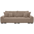 BIGSOFA Chenille Taupe - Taupe/Dunkelbraun, KONVENTIONELL, Kunststoff/Textil (250/100/90cm) - Carryhome