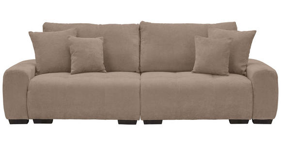 BIGSOFA Chenille Taupe - Taupe/Dunkelbraun, KONVENTIONELL, Kunststoff/Textil (250/100/90cm) - Carryhome