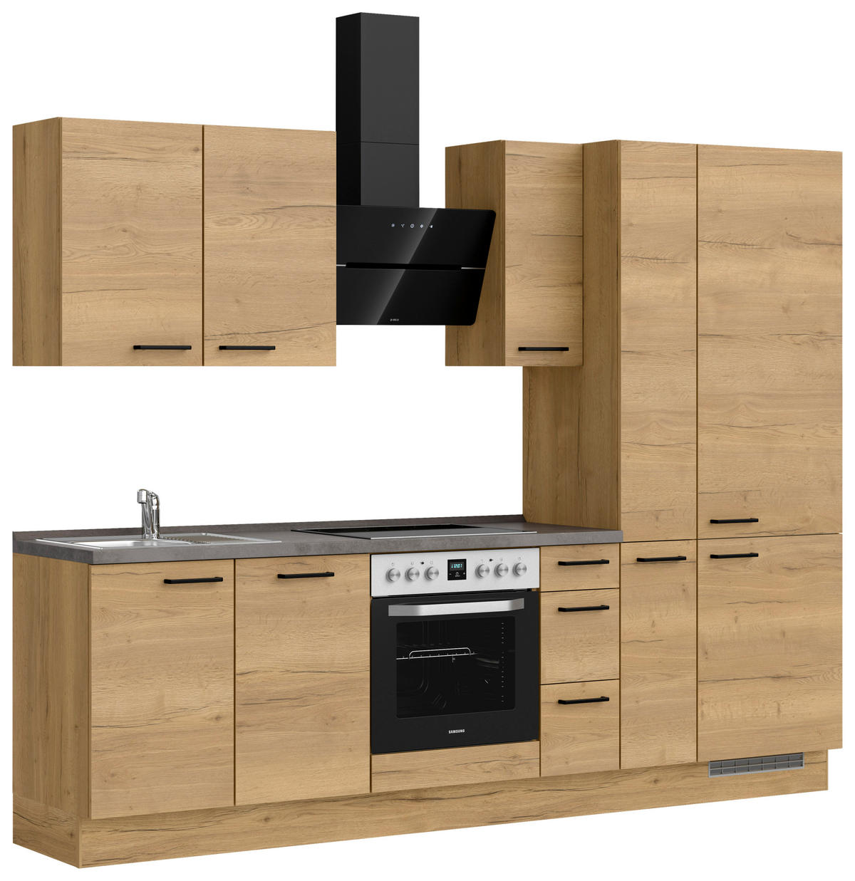 KÜCHENBLOCK Structura 270 cm  in Eichefarben, Schieferfarben  - Schieferfarben/Eichefarben, MODERN, Holzwerkstoff/Metall (270cm) - Nobilia