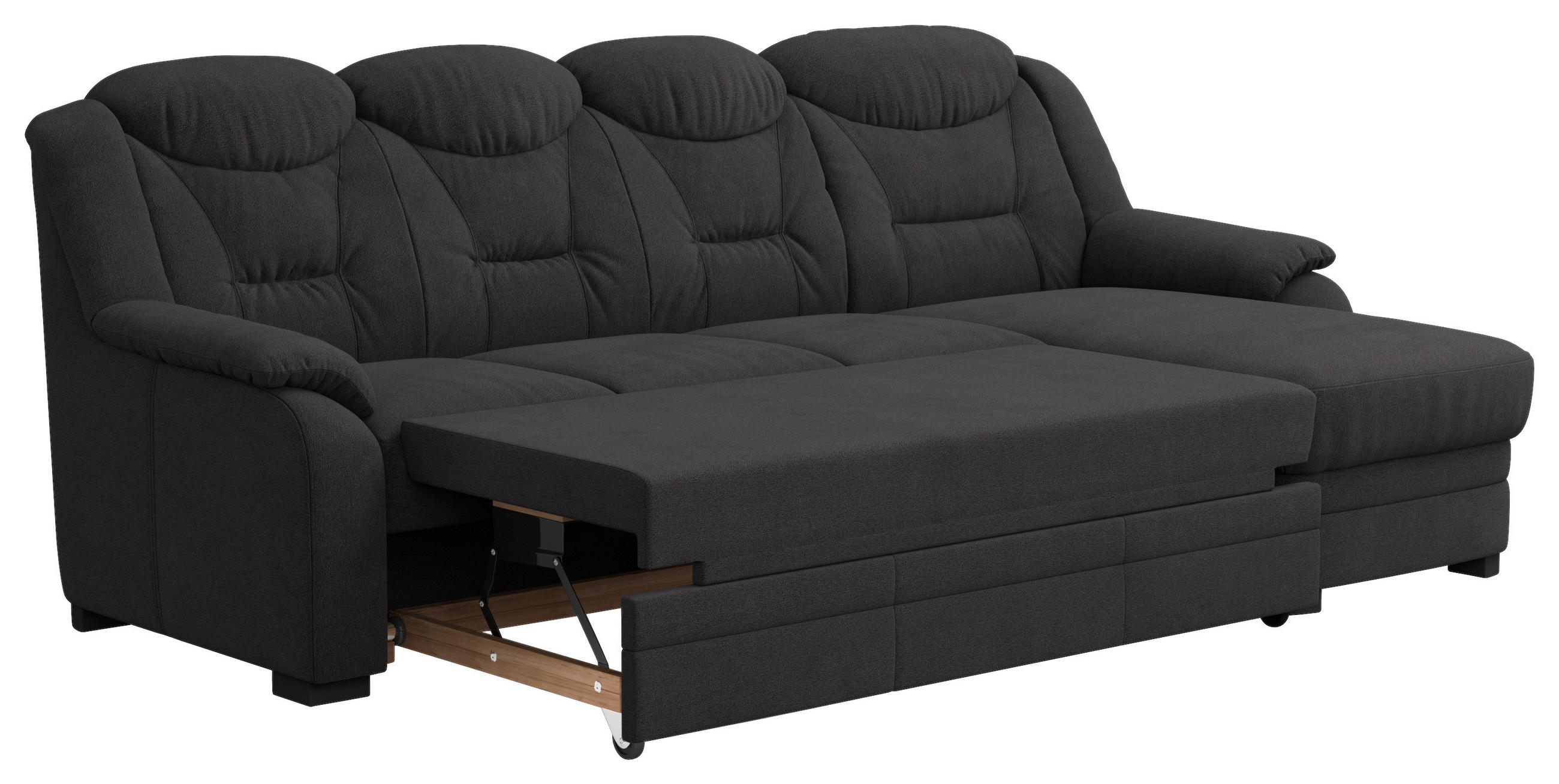 ECKSOFA in Chenille Schwarz  257/162 cm  - Schwarz, Basics, Kunststoff/Textil (257/162cm) - MID.YOU