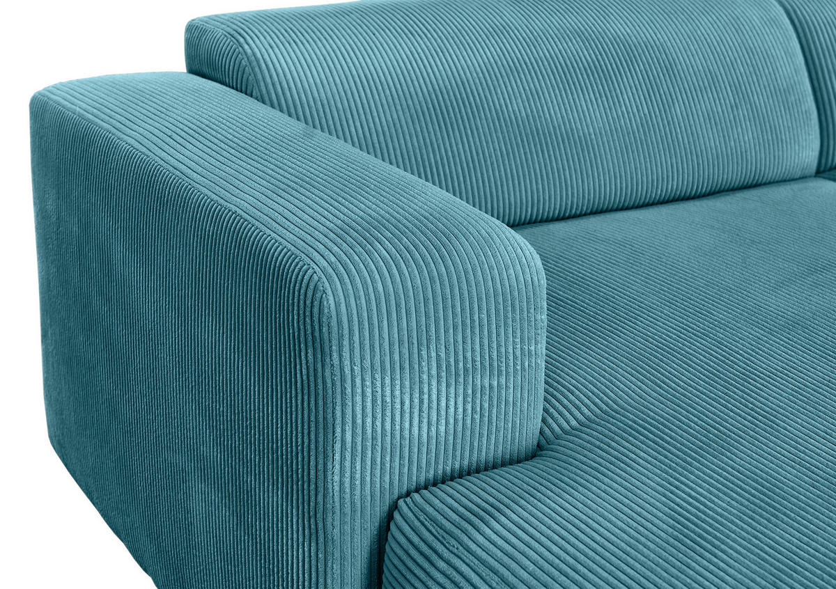ECKSOFA BASMA Hellblau Cord  - Schwarz/Hellblau, Design, Kunststoff/Textil (175/298cm) - P & B
