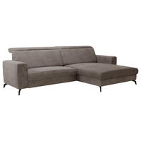 ECKSOFA inkl. Funktion Taupe Cord Bettkasten, Kopfteilverstellung  - Taupe/Schwarz, KONVENTIONELL, Textil/Metall (290/178cm) - Cantus